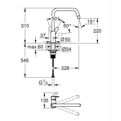 GROHE 30470DC0 - Drezová batéria START 310 mm, nerezová