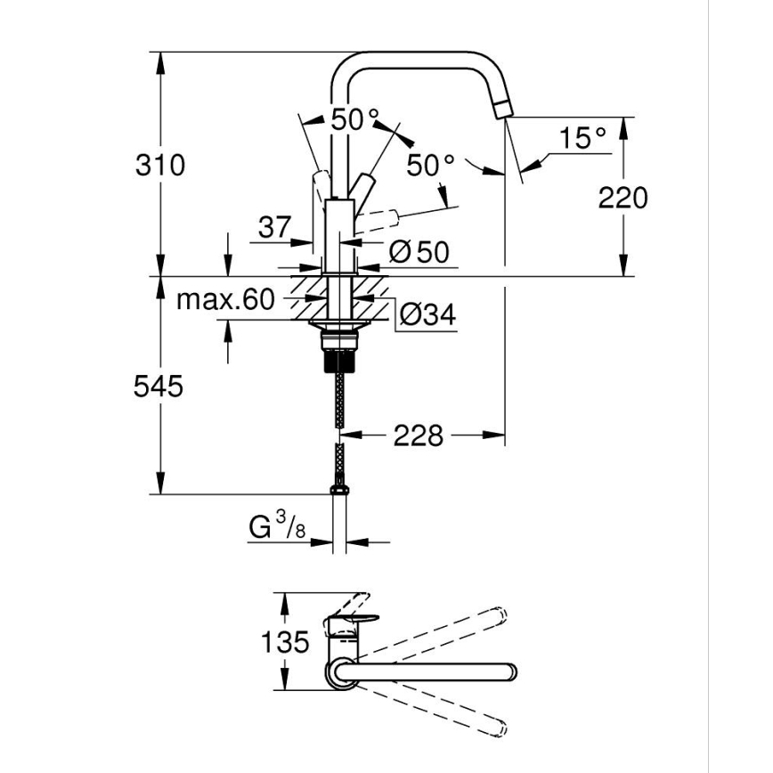 GROHE 30470DC0 - Drezová batéria START 310 mm, nerezová