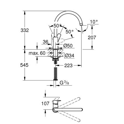 GROHE 30529001 - Drezová batéria START EDGE lesklý chróm