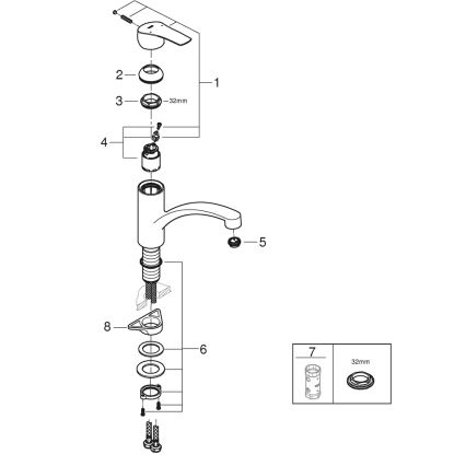 GROHE 305302432 - Drezová batéria START 184 mm čierna