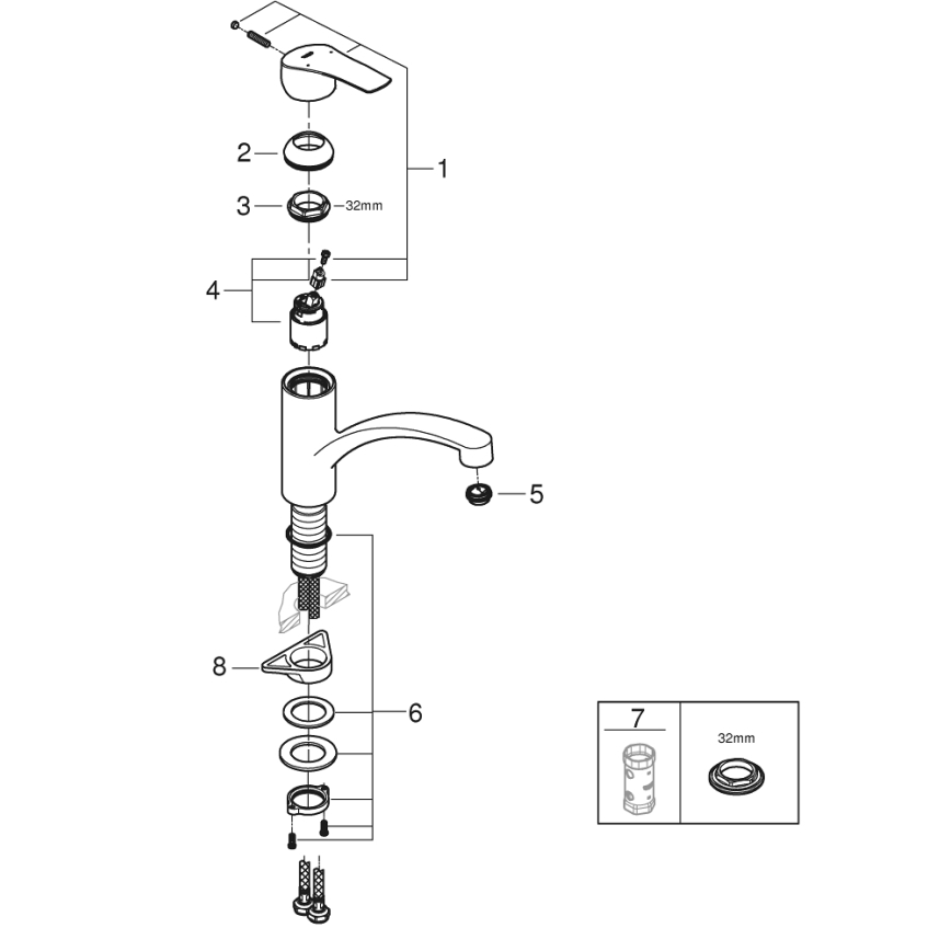 GROHE 305302432 - Drezová batéria START 184 mm čierna