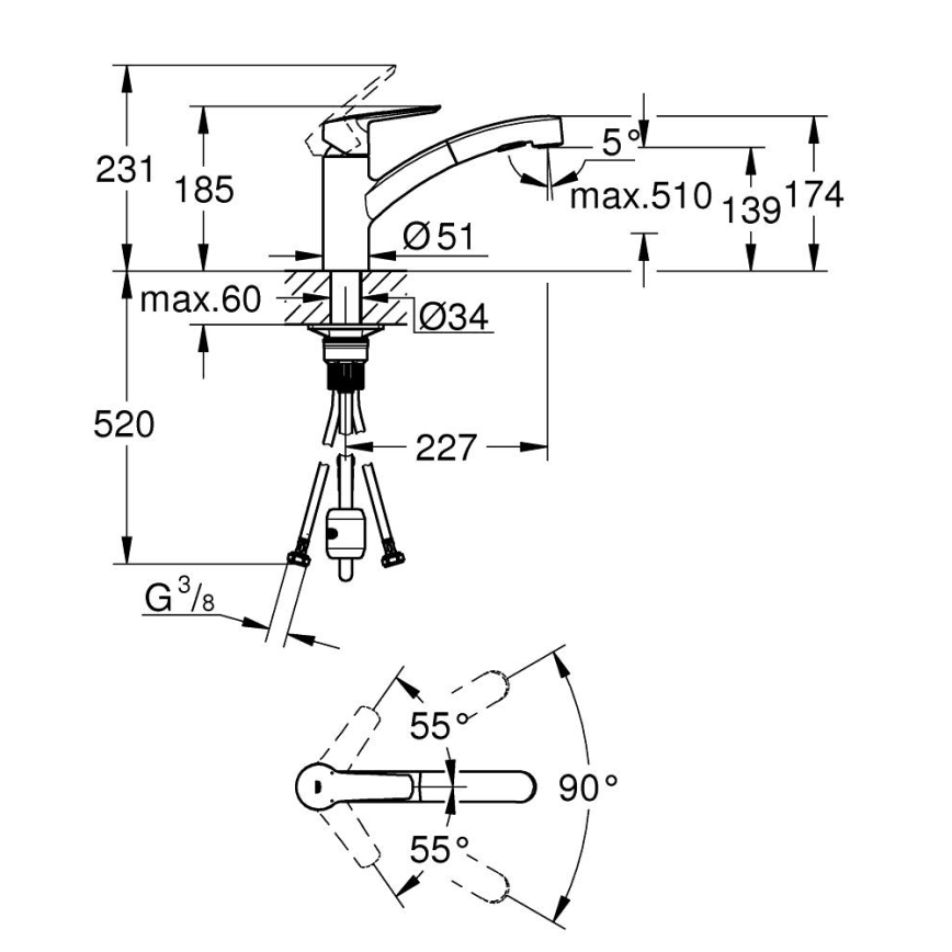 GROHE 305312431 - Drezová batéria START čierna