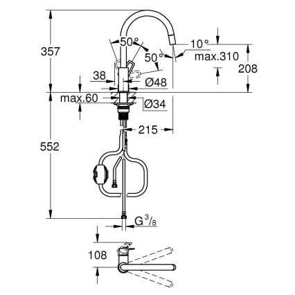 GROHE 30556000 - Drezová batéria START LOOP 357 mm lesklý chróm