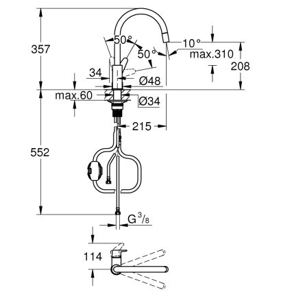 GROHE 30562000 - Drezová batéria START CURVE 357 mm lesklý chróm