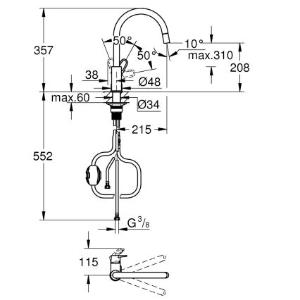 GROHE 30569000 - Drezová batéria START FLOW 357 mm lesklý chróm