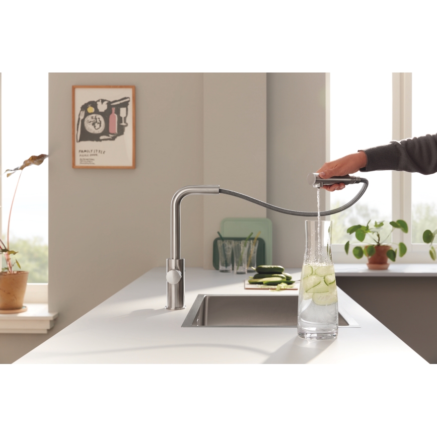 GROHE 30590DC0 - Drezová batéria s výsuvnou sprškou BLUE PURE nerez