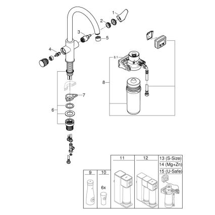 GROHE 30593000 - Drezová batéria BLUE PURE, C-výtok, lesklý chróm