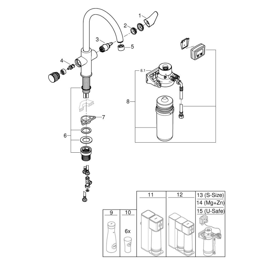 GROHE 30593000 - Drezová batéria BLUE PURE, C-výtok, lesklý chróm