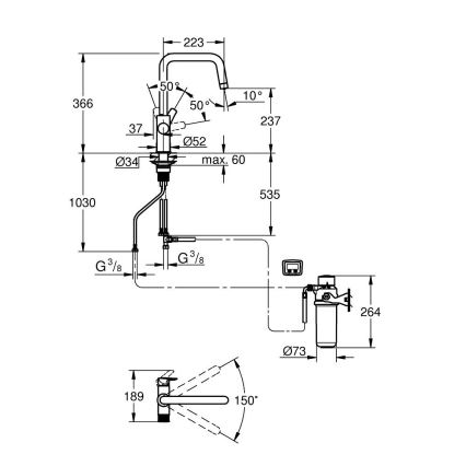 GROHE 30596000 - Drezová batéria BLUE PURE s filtračnou funkciou, lesklý chróm
