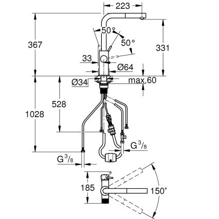 GROHE 30601DC0 - Drezová batéria BLUE PURE s vysúvacou sprchou, nerez