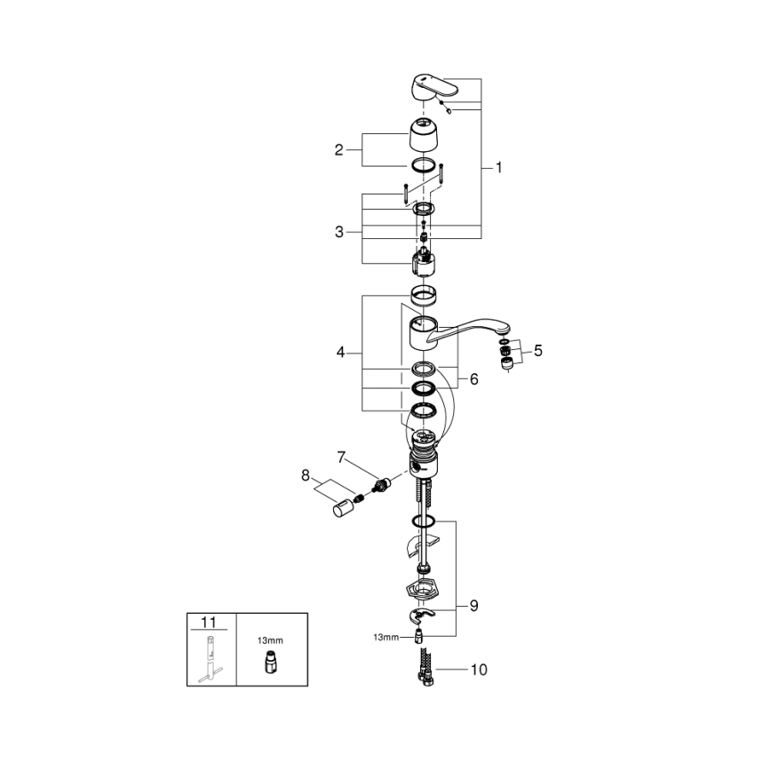 GROHE 31161000 - Drezová batéria EUROSMART COSMOPOLITAN 140° lesklý chróm