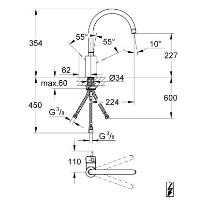 GROHE 31180000 - Drezová batéria EUROSMART COSMOPOLITAN lesklý chróm