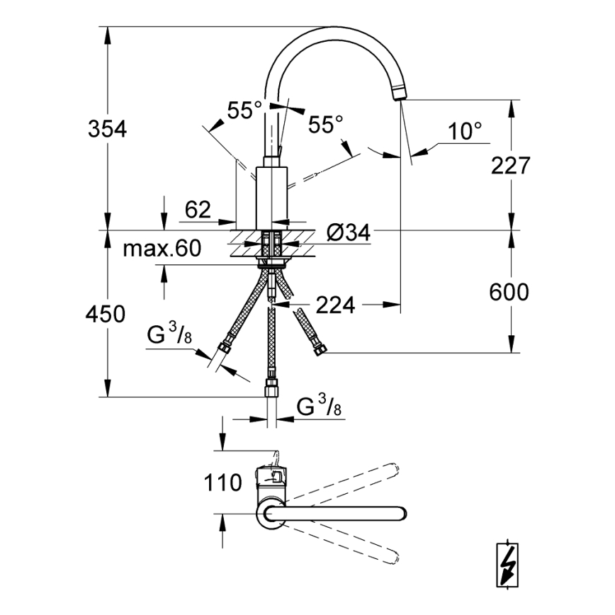 GROHE 31180000 - Drezová batéria EUROSMART COSMOPOLITAN lesklý chróm