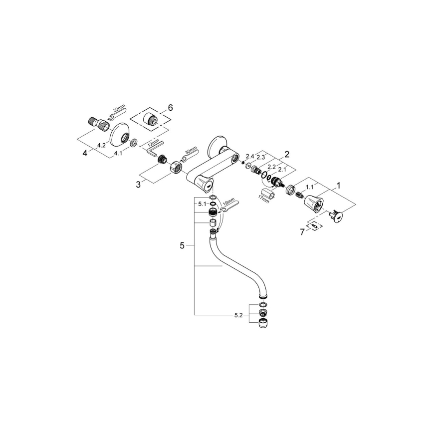 GROHE 31187001 - Drezová nástenná batéria COSTA L 200 mm lesklý chróm