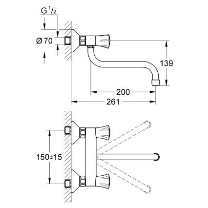 GROHE 31187001 - Drezová nástenná batéria COSTA L 200 mm lesklý chróm