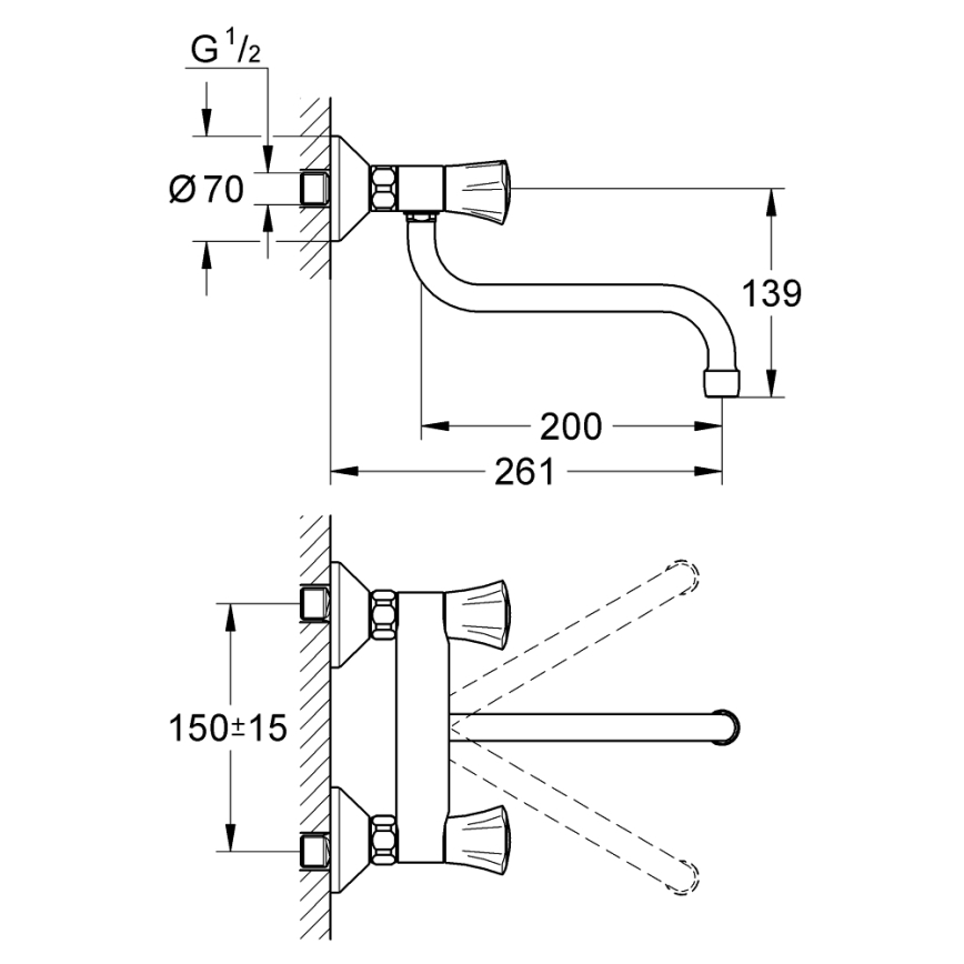GROHE 31187001 - Drezová nástenná batéria COSTA L 200 mm lesklý chróm