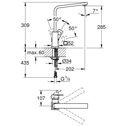 GROHE 31255000 - Drezová batéria EUROCUBE lesklý chróm