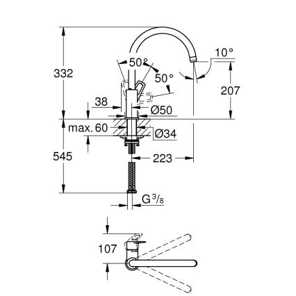 GROHE 31368001 - Drezová batéria BAULOOP lesklý chróm