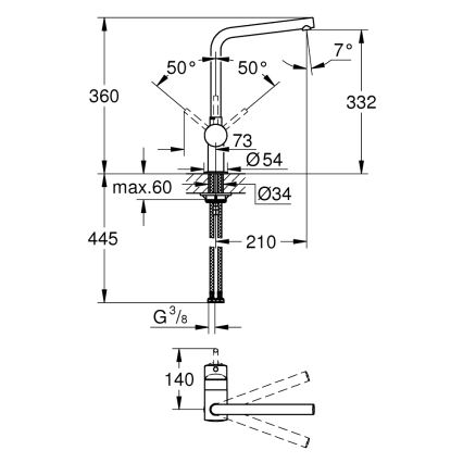 GROHE 31375000 - Drezová batéria A 360 mm lesklý chróm