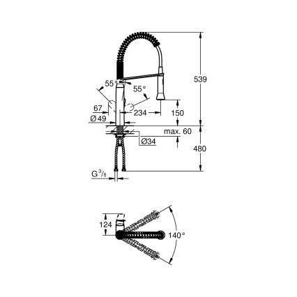 GROHE 31379000 - Drezová batéria K7 G12” lesklý chróm