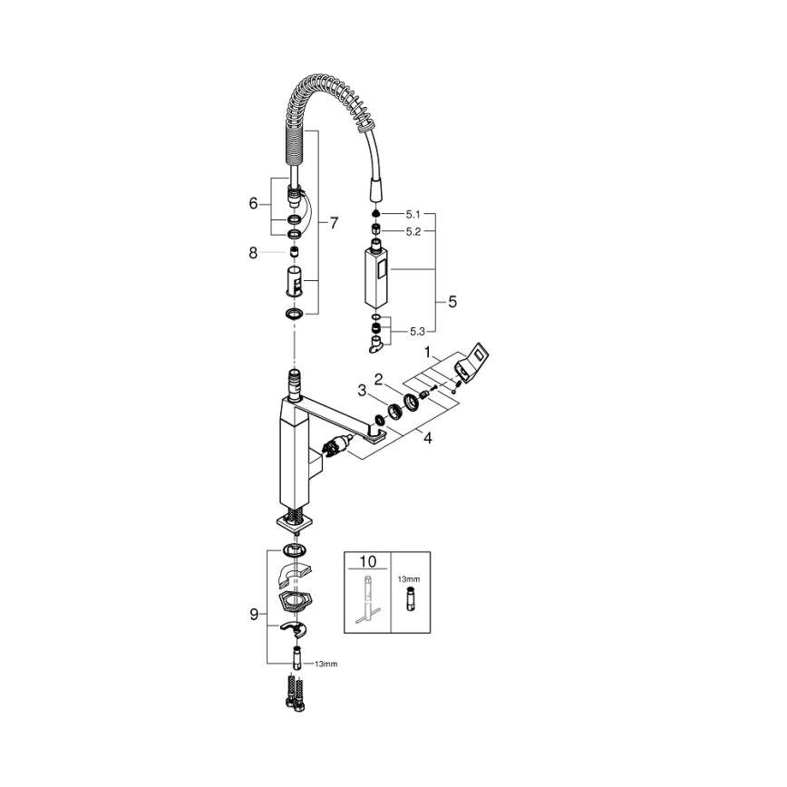 GROHE 31395000 - Drezová batéria EUROCUBE 547 mm lesklý chróm