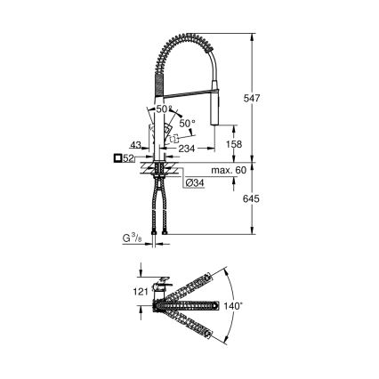 GROHE 31395000 - Drezová batéria EUROCUBE 547 mm lesklý chróm