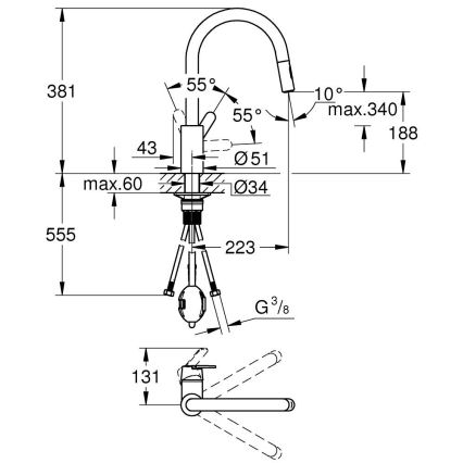 GROHE 31484001 - Drezová batéria GET lesklý chróm