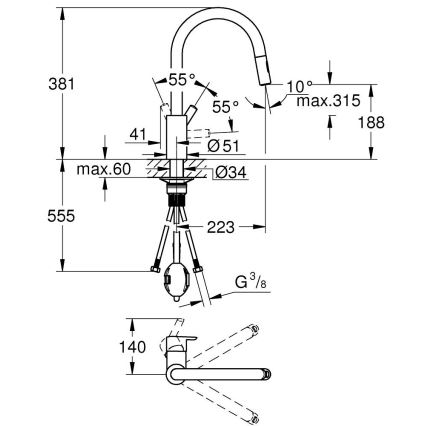 GROHE 31486001 - Drezová batéria FEEL lesklý chróm