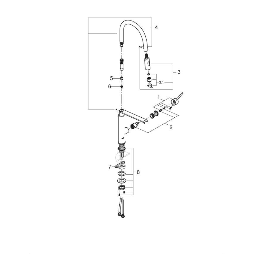 GROHE 31491000 - Drezová batéria CONCETTO s profesionálnou sprchou lesklý chróm