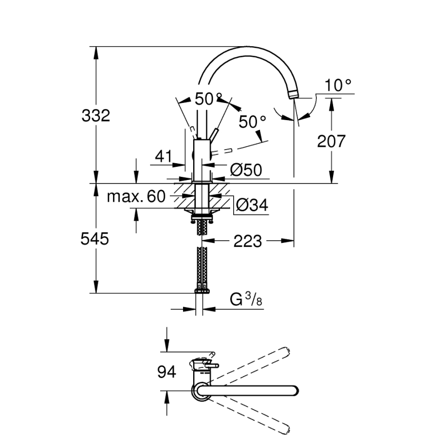 GROHE 31553001 - Drezová batéria START CLASSIC, lesklý chróm