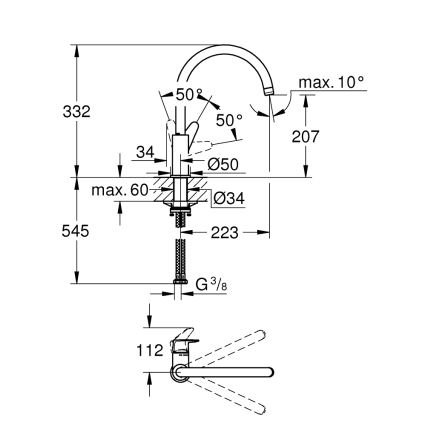 GROHE 31554001 - Drezová batéria START CURVE, lesklý chróm