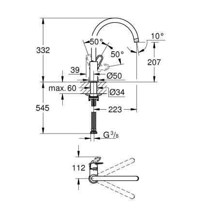GROHE 31555001 - Drezová batéria START FLOW 332 mm lesklý chróm