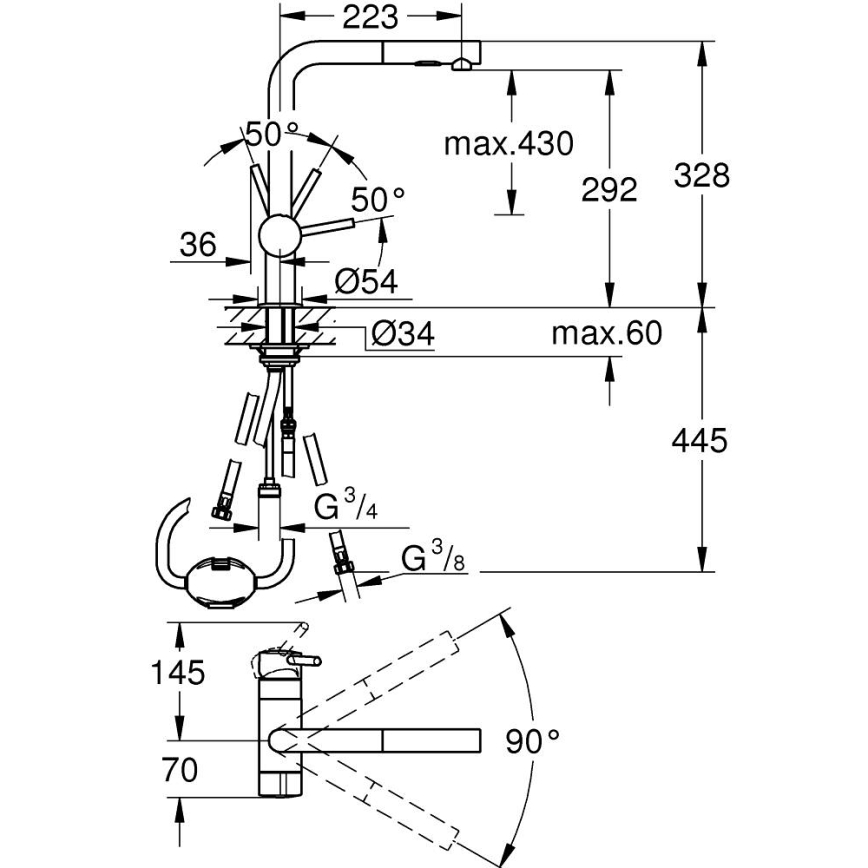 GROHE 31558GN0 - Drezová batéria A zlatá