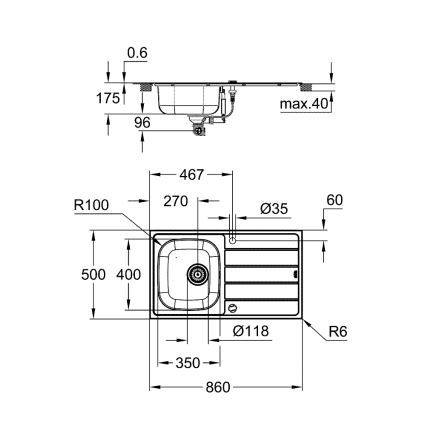 GROHE 31562SD1 - Sada kuchynského drezu s batériou BAU 860 x 500 mm z nerezovej ocele