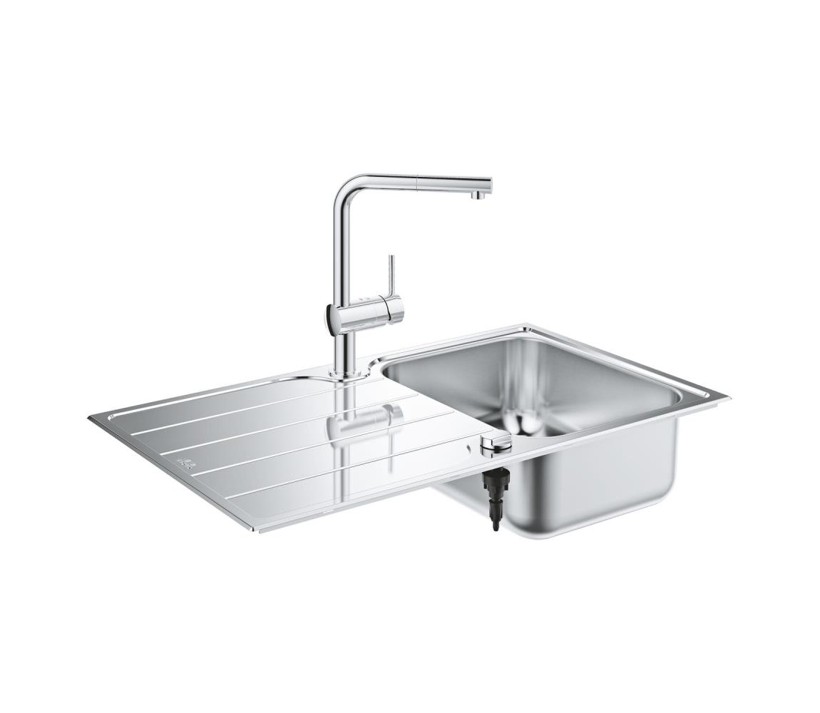 GROHE 31573SD1 -Sada kuchynského drezu K500 s odkvapkávacou plochou a batériou A 86×50 cm nerezová oceľ 31573SD1