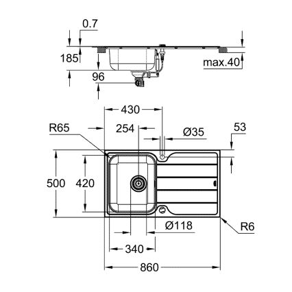 GROHE 31573SD1 -Sada kuchynského drezu K500 s odkvapkávacou plochou a batériou A 86×50 cm nerezová oceľ