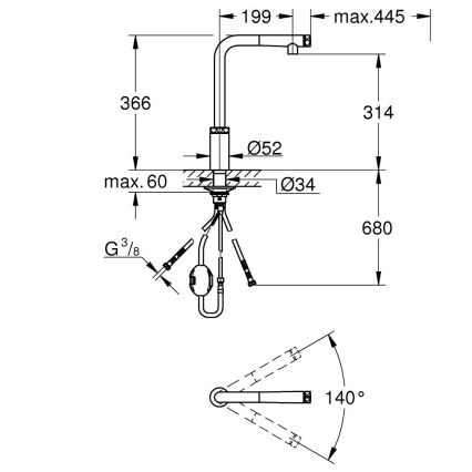GROHE 31613DC0 - Drezová batéria A SmartControl z nerezovej ocele
