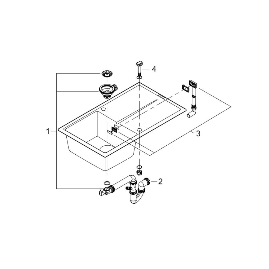 GROHE 31640AP0 - Kompozitný drez K400 860 × 500 mm granit/čierna