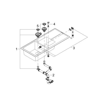 GROHE 31643AP0 - Kompozitný drez K400 1160 × 500 mm kameň/čierna