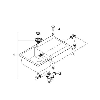 GROHE 31644AP0 - Drez K500 860 × 500 mm granit/čierna