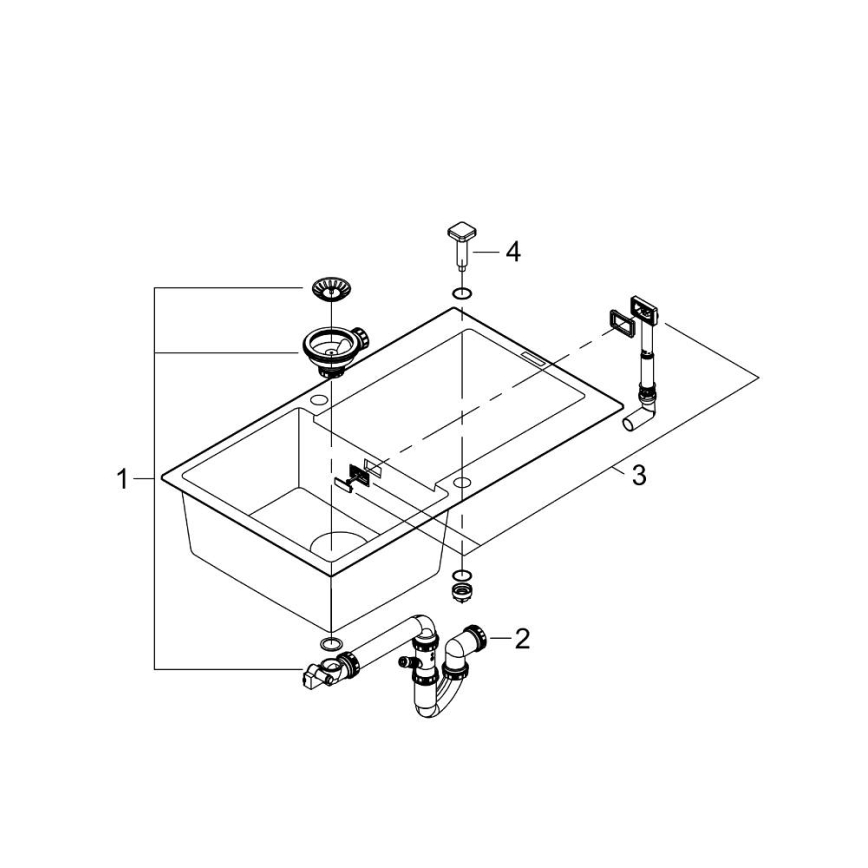 GROHE 31644AP0 - Drez K500 860 × 500 mm granit/čierna