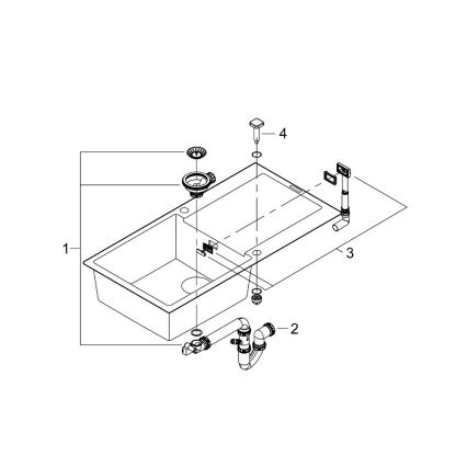 GROHE 31645AP0 - Drez K500 1000 × 500 mm kameň/čierna