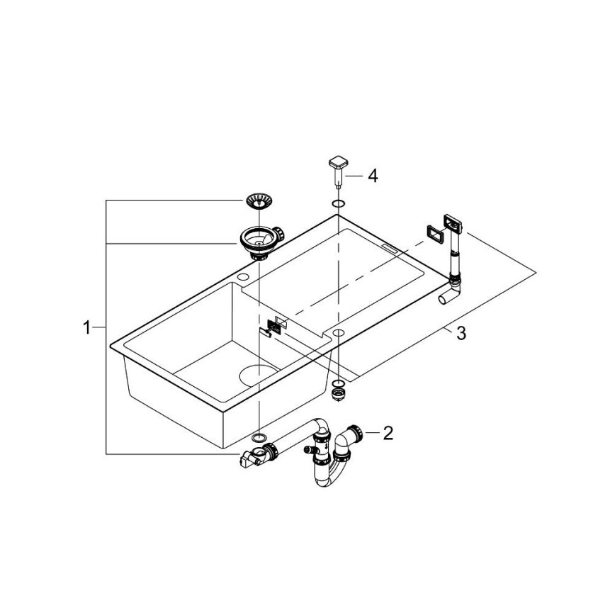 GROHE 31645AP0 - Drez K500 1000 × 500 mm kameň/čierna