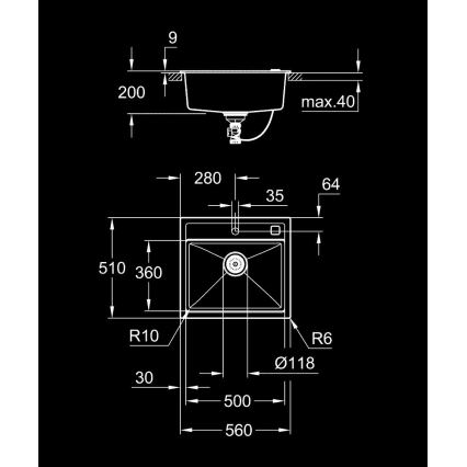 GROHE 31651AP0 - Kuchynský drez K700 560 × 510 mm granit/čierna