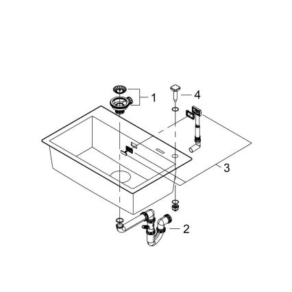 GROHE 31652AP0 - Kompozitný drez K700 780 × 510 mm granit/čierna