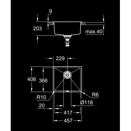 GROHE 31653AP0 - Drez K700U 457 × 406 mm kameň/čierna