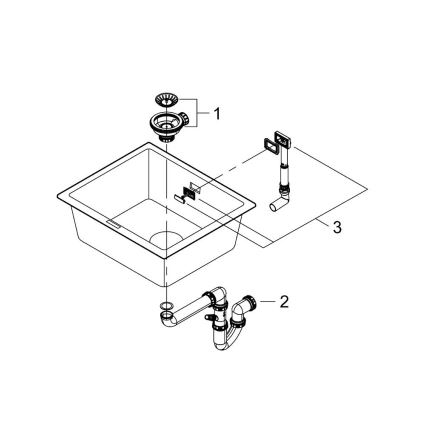 GROHE 31654AP0 - Drez K700U 533 × 457 mm čierny granit/čierna