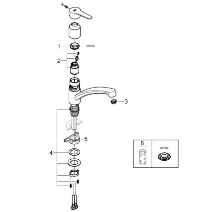 GROHE 31680000 - Drezová batéria BAUECO lesklý chróm