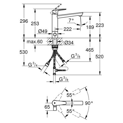 GROHE 31696000 - Drezová batéria BAUEDGE lesklý chróm