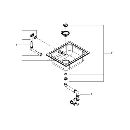 GROHE 31719SD0 - Nerezový kuchynský drez K200 533 × 457 mm